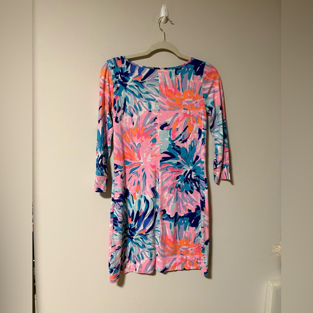 Lilly Pulitzer Marlowe Boatneck Cotton 3/4 Sleeve Dress Off Tropic XS - Picture 6 of 7